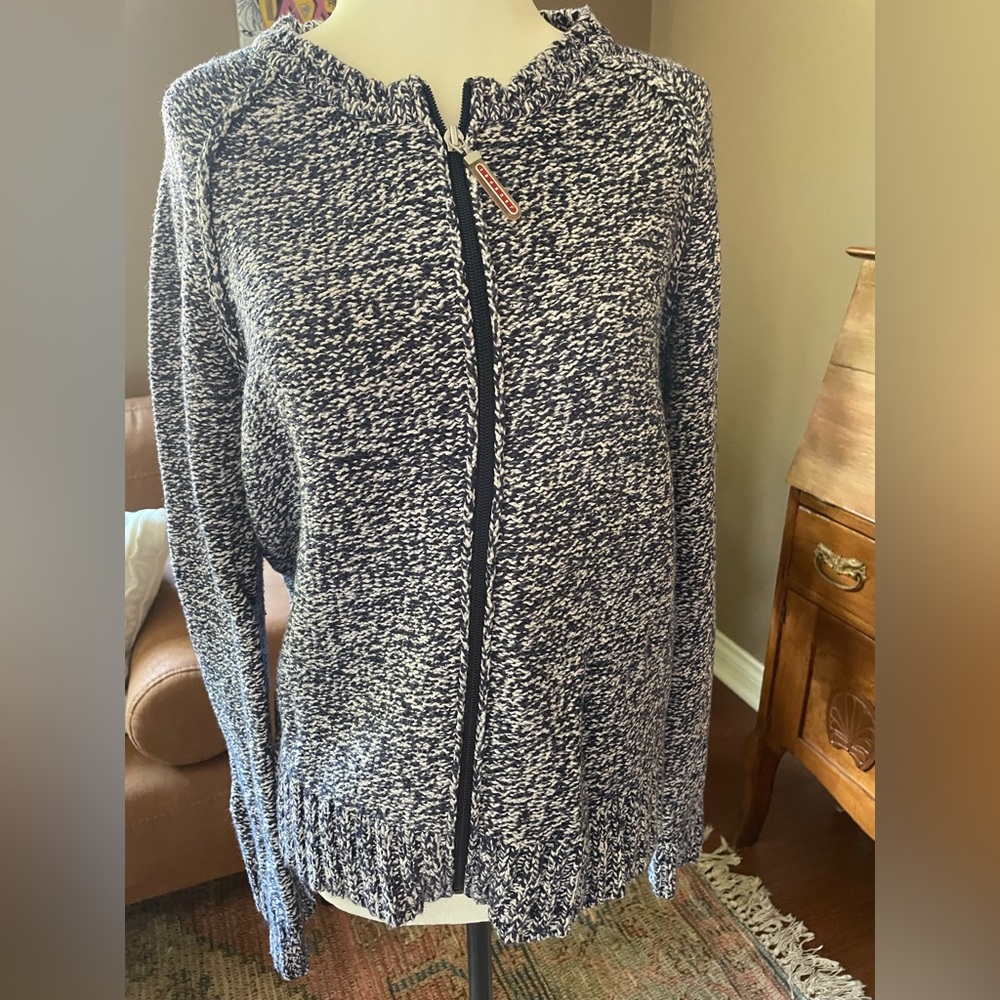 Jackpot Women's Blue and White Cardigan Sweater